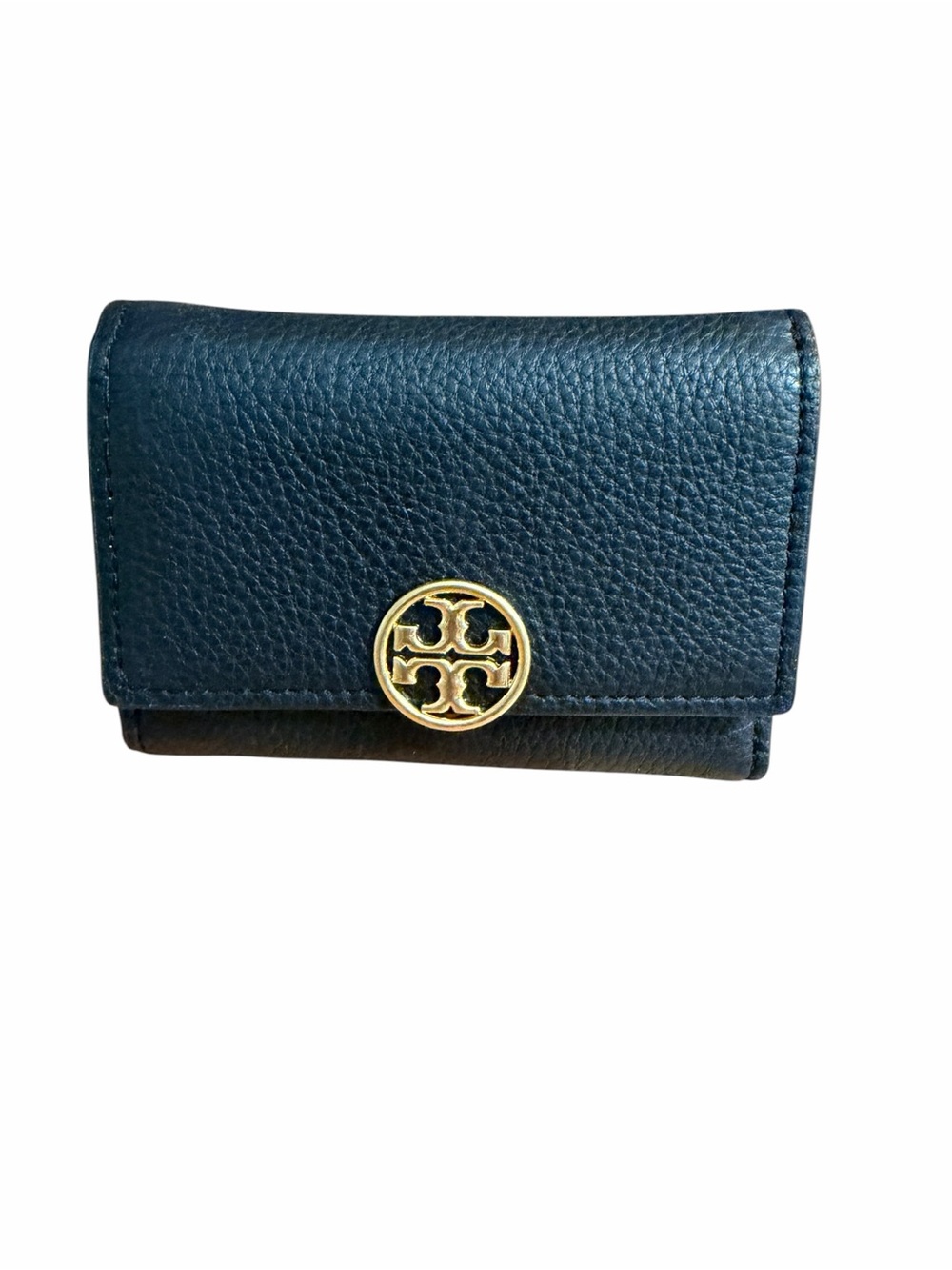 Tory Burch Black Leather Tri Fold Small Wallet